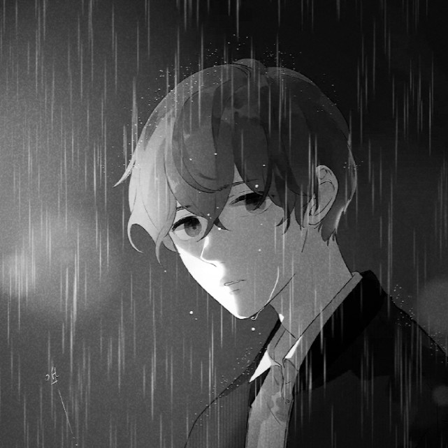 第四组头像又正常了,男生站在雨中也没打个伞,就这么淋着雨,可能是