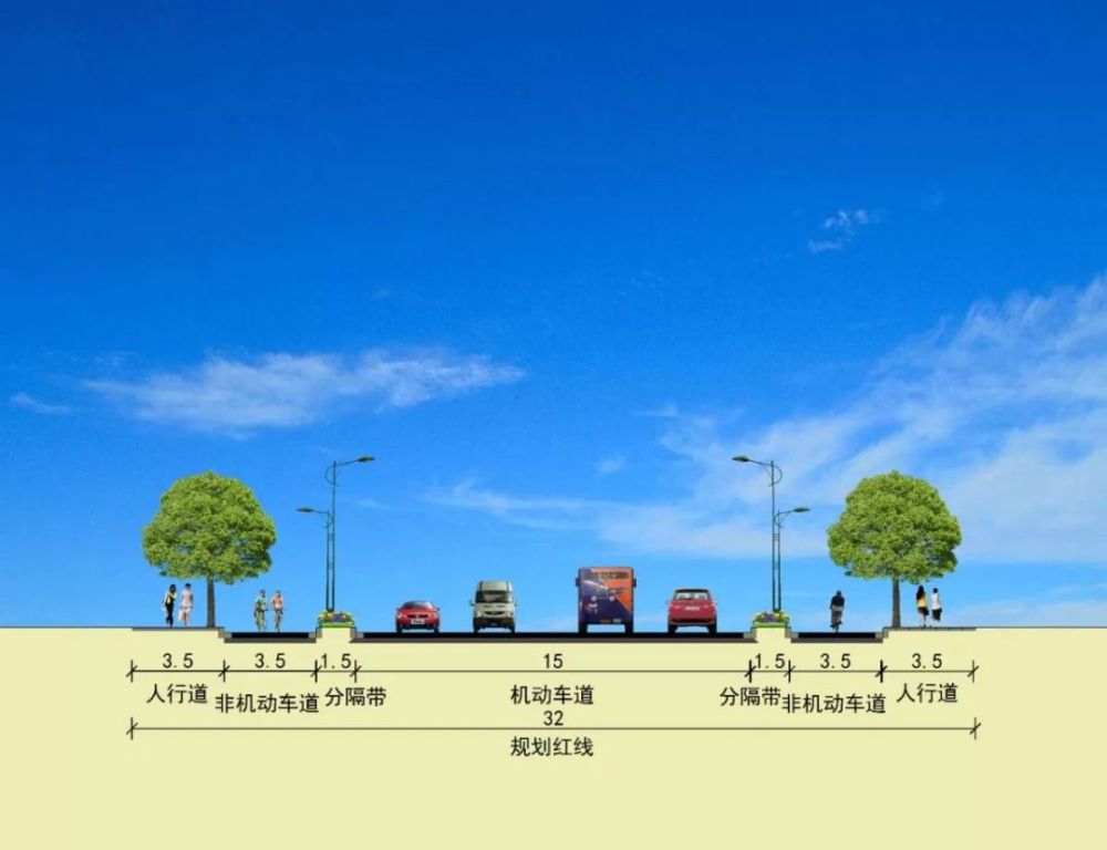 12米,道路等级为城市支路,设计速度为40公里/时,规划红线为32米