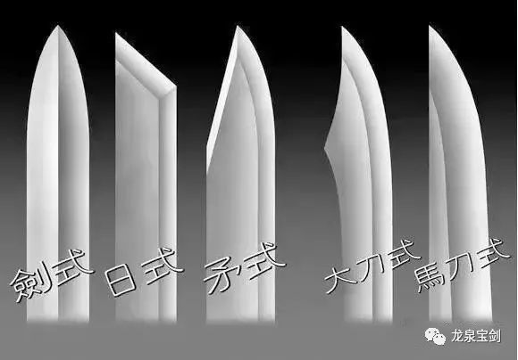 龙泉宝剑5种刀尖样式的区别剜撬性能与刺穿性能的比较