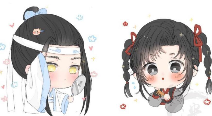 魔道祖师壁纸图一魏无羡娘化版形象扎双马尾超萌