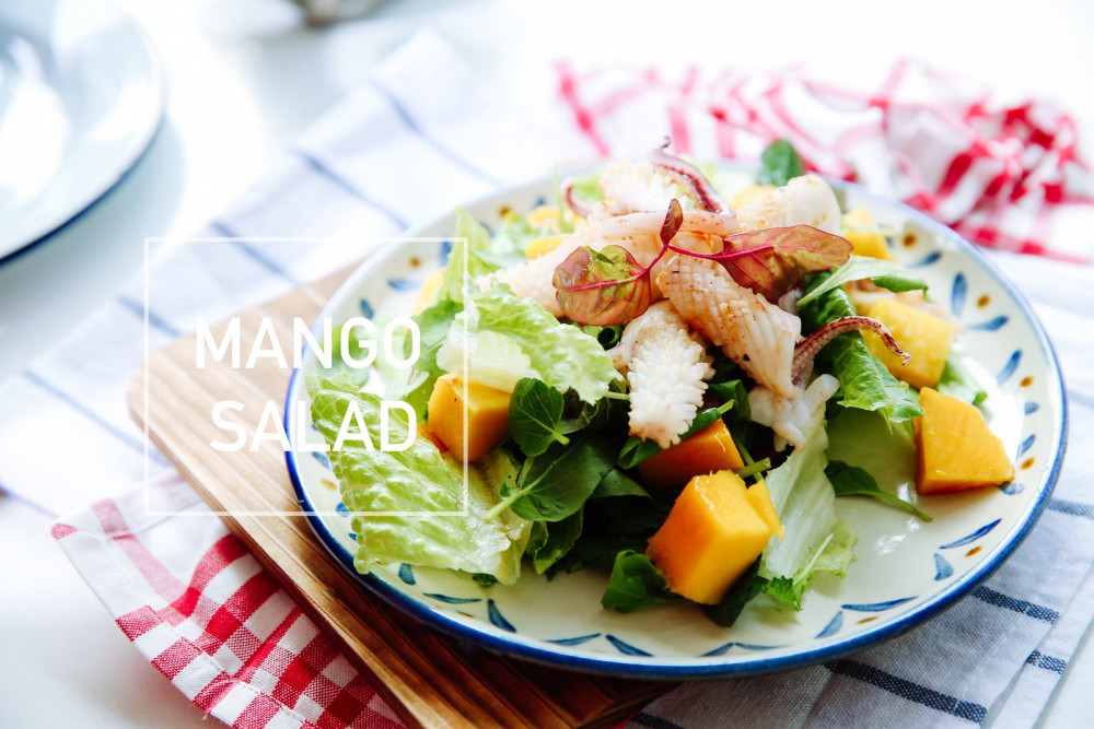 【夏日芒果透抽沙拉】 【2人份食材】 罗美生菜or任何生菜:随喜 透抽