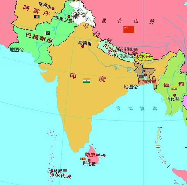 (南亞地區地圖)巴基斯坦是南亞次大陸第二大的國家,它也是穆斯林國家