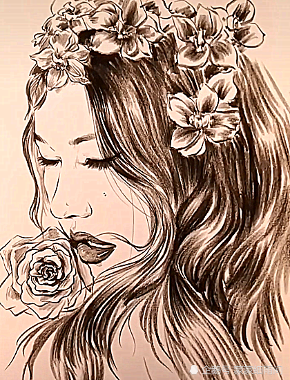 美术生手绘长发女子,细节完美超有感觉,网友:头发上的作品亮了