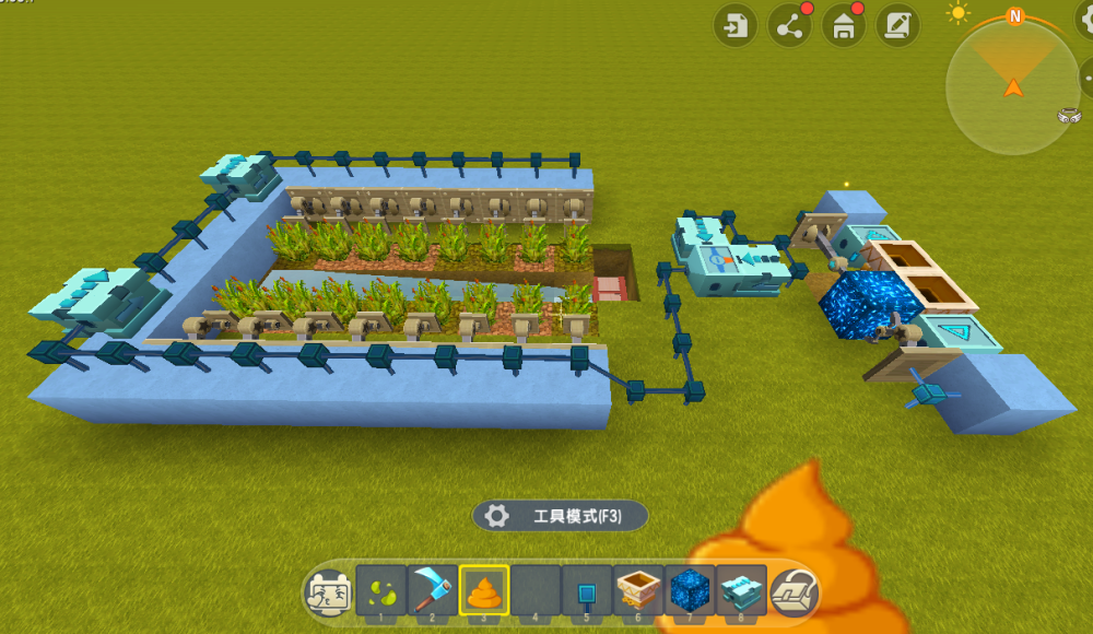 迷你世界5步造黑科技定时收割机16亩小麦成熟瞬间收箱内