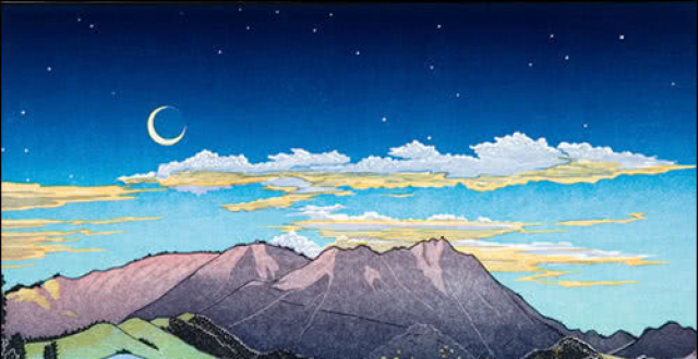 木刻版画山川海洋tom killion油画里的天空,一望无际之美,尽收眼底