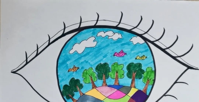 儿童主题画《大眼看世界》