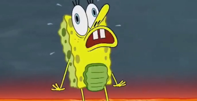 海绵宝宝:海绵宝宝意外变小了,两片腌椰菜就能挡住"重要部位"