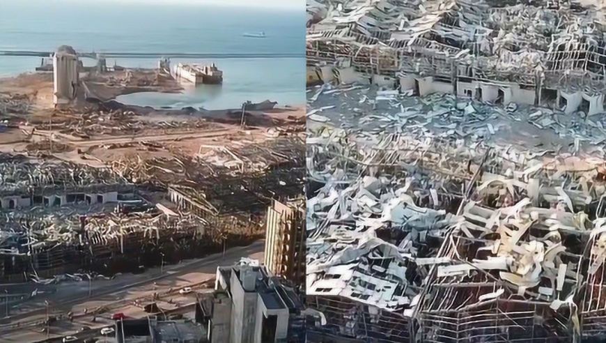90秒航拍!黎巴嫩"大爆炸中心"全貌:巨大深坑旁 建筑被抹平