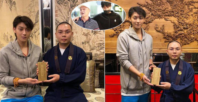 父亲去世后黄子韬首露面，再晒与僧人合照身形消瘦，却面带淡然微笑