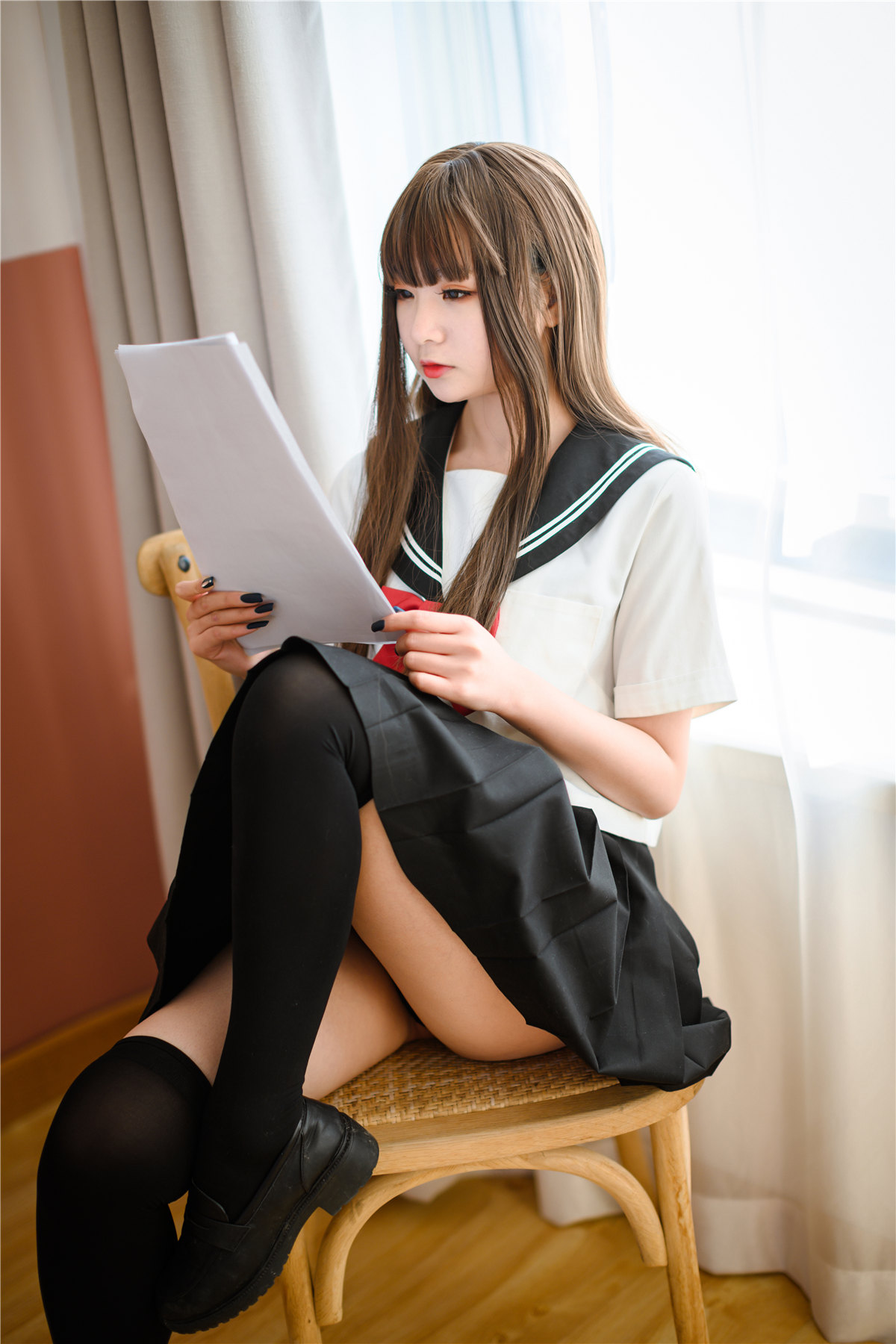 微博COS妹子@是青水 JK制服作品-觅爱图