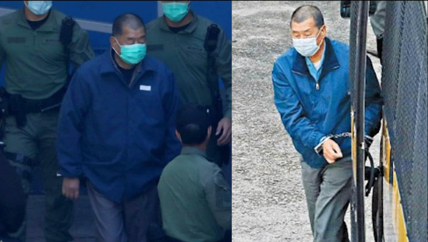 现场!黎智英被押上囚车转往赤柱监狱 穿囚衣拖鞋戴手铐画面首曝光
