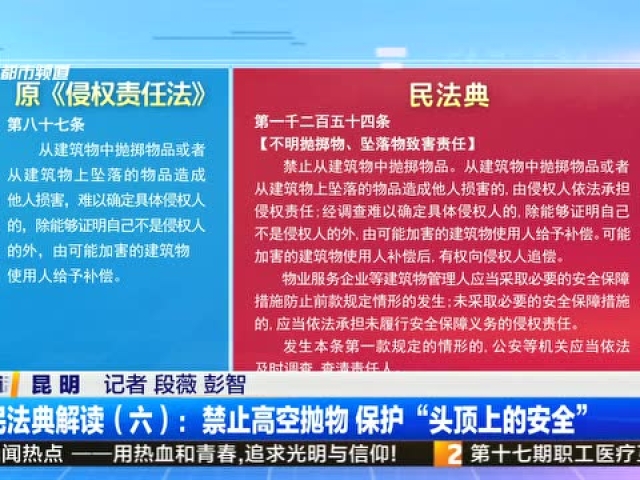 民法典解读(六):禁止高空抛物 保护"头顶上的安全"