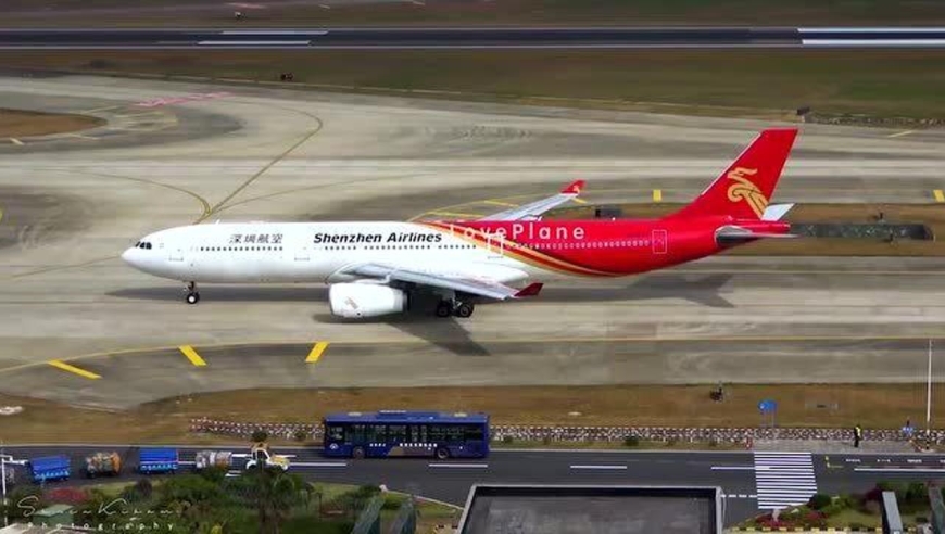 深圳航空a333震撼满载深圳飞伦敦 燃油90吨起飞全重239吨!