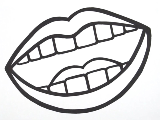 小朋友要爱护好自己的牙齿,一起来画嘴巴和牙齿吧!