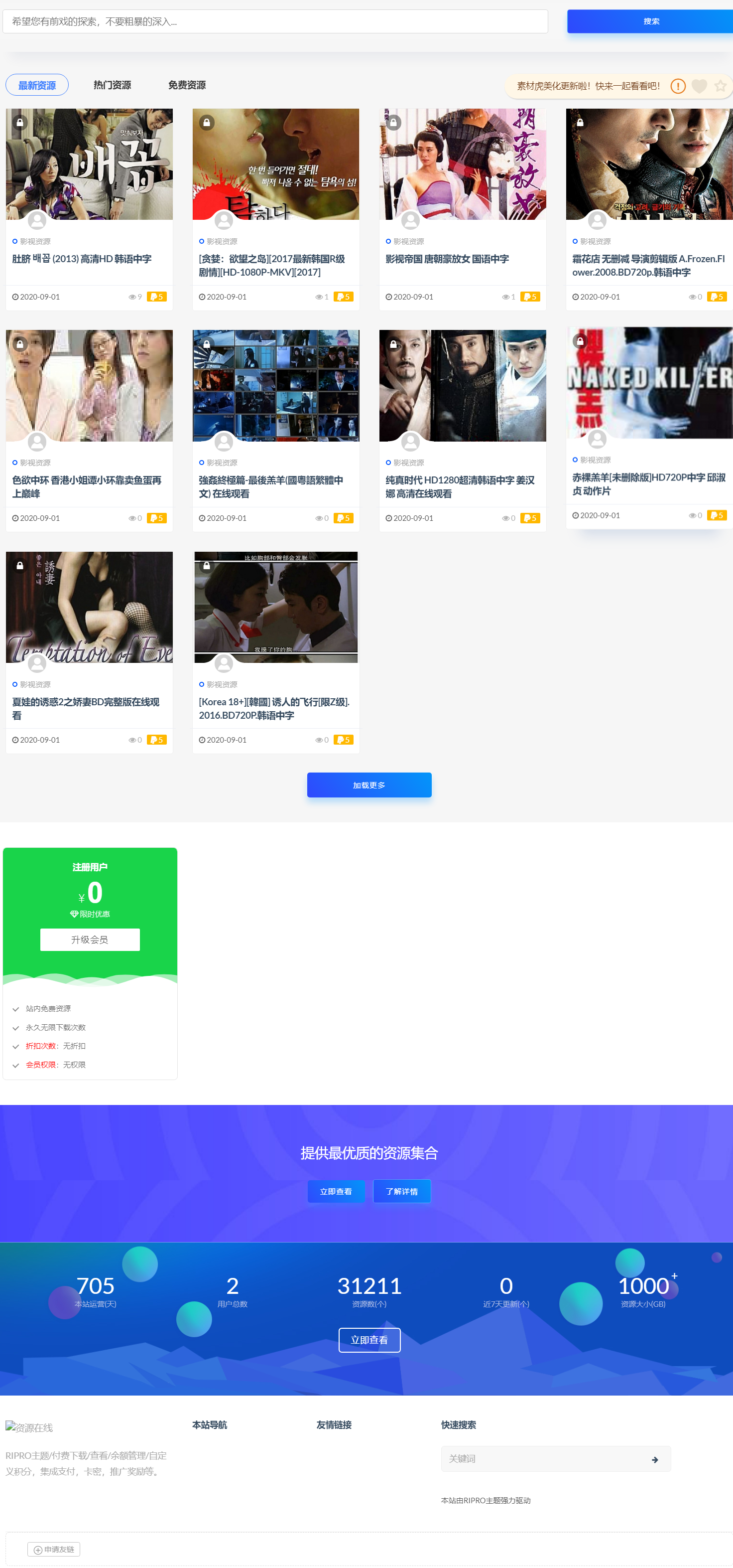 WordPress资源整站3万个源码打包,完整运营版，自带RiPRO主题1整站源码