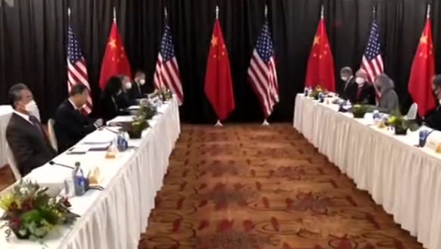 中美双方代表在阿拉斯加安克雷奇会面