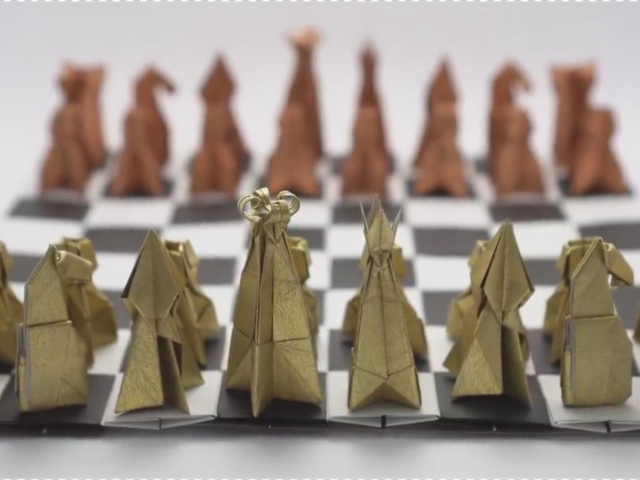 "手工折纸"简单的国际象棋棋盘!