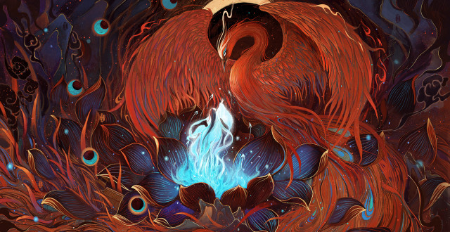 舍溪原创国风插画-《青龙》《白虎》《朱雀》《白虎