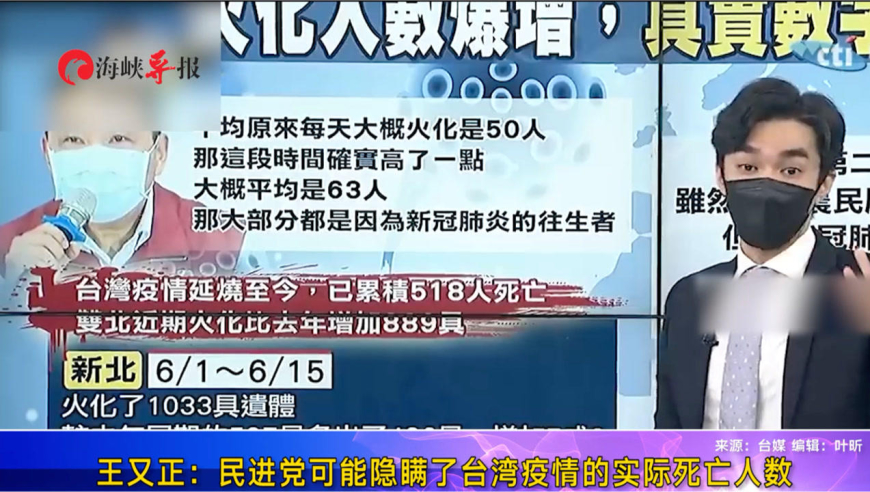 王又正:民进党可能隐瞒了台湾疫情的实际死亡人数