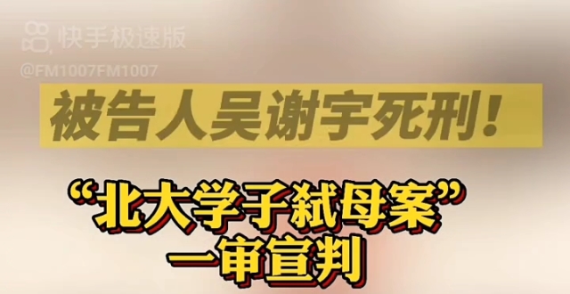北大学子吴谢宇弑母案一审判决其死刑