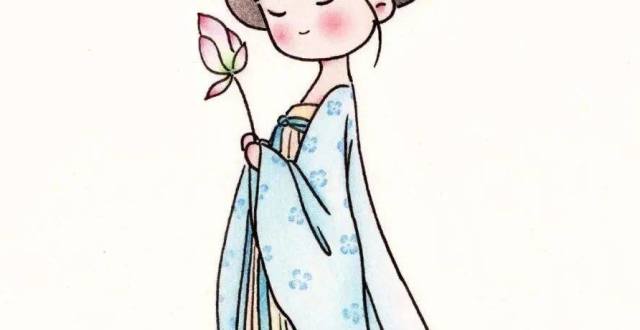 每天学一幅简笔画-采莲的古装美女