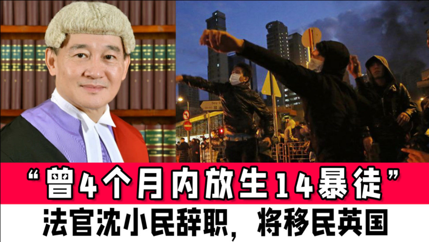 "曾4个月内放生14暴徒"港媒:法院法官沈小民辞职,将移民英国