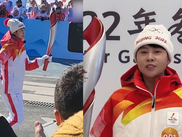 现场气氛拉满!王濛再现经典背手传递火炬 和祁发宝交接互敬军礼