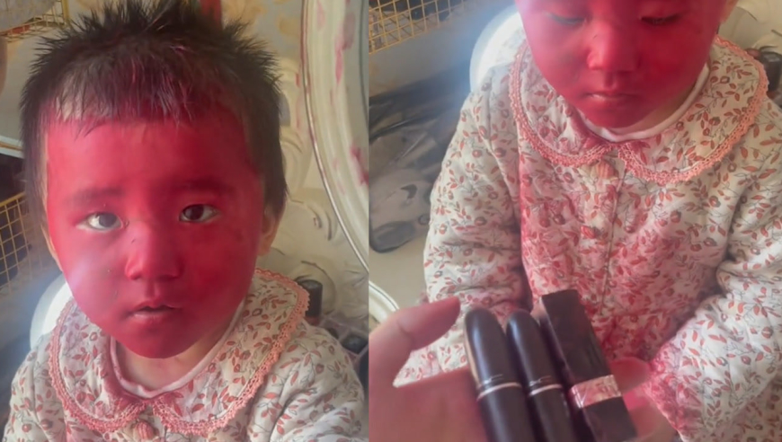 宝妈睡梦中看到"红脸怪"起来一看让她血压飙升:10多支口红没了