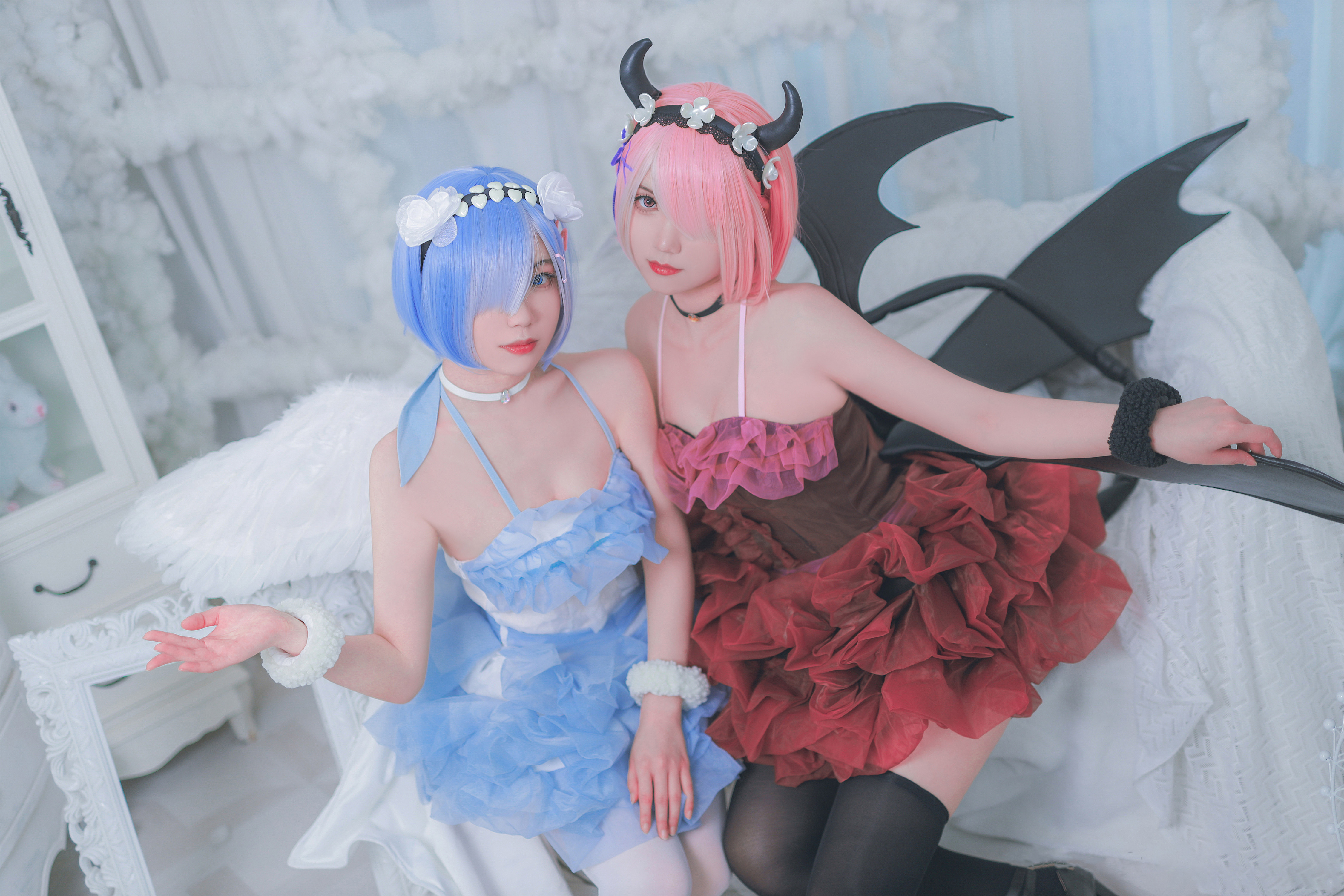 一只郁_可爱_凛枫葬静拉姆恶魔蕾姆天使Cosplay5