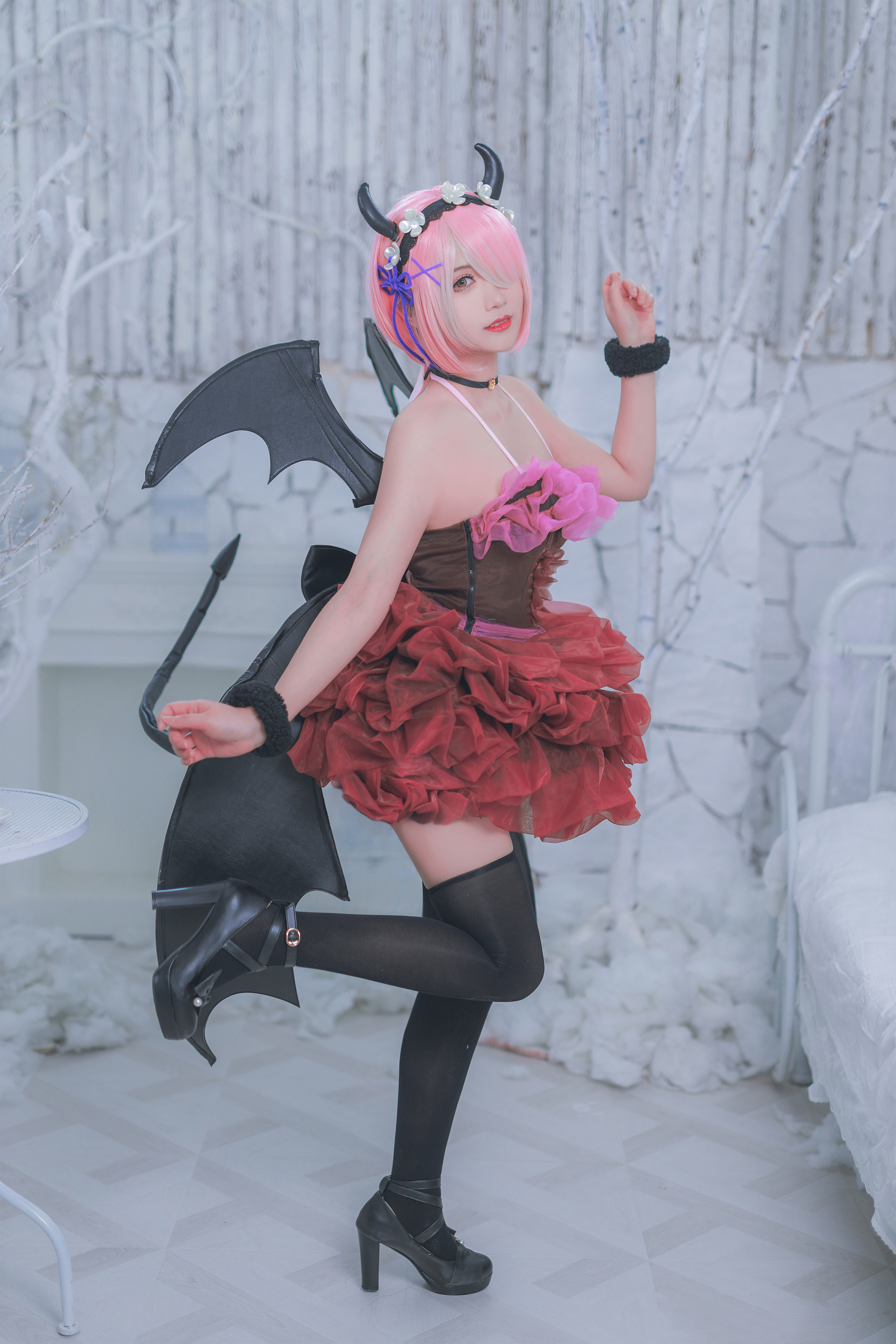 一只郁_可爱_凛枫葬静拉姆恶魔蕾姆天使Cosplay6