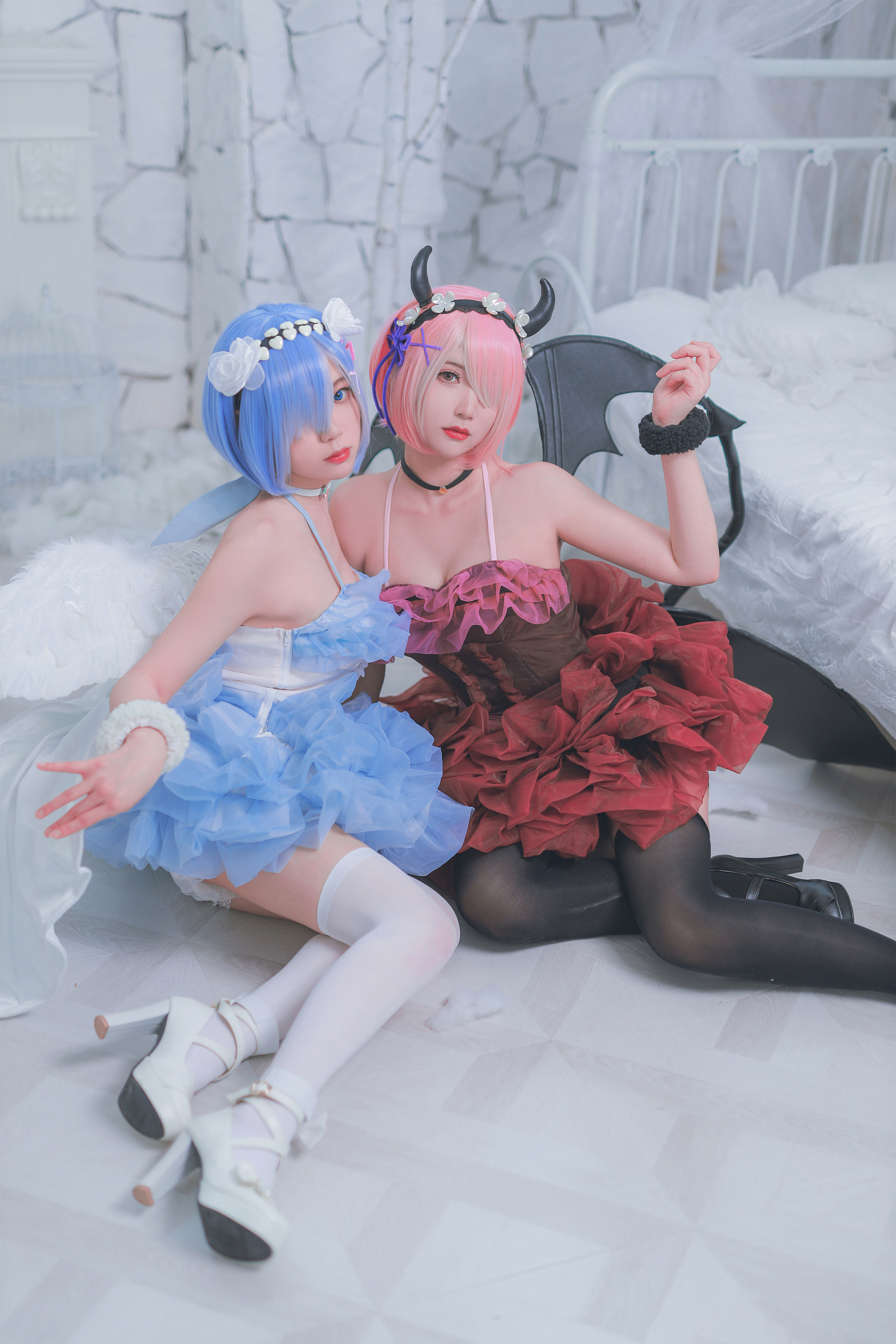 一只郁_可爱_凛枫葬静拉姆恶魔蕾姆天使cosplay2