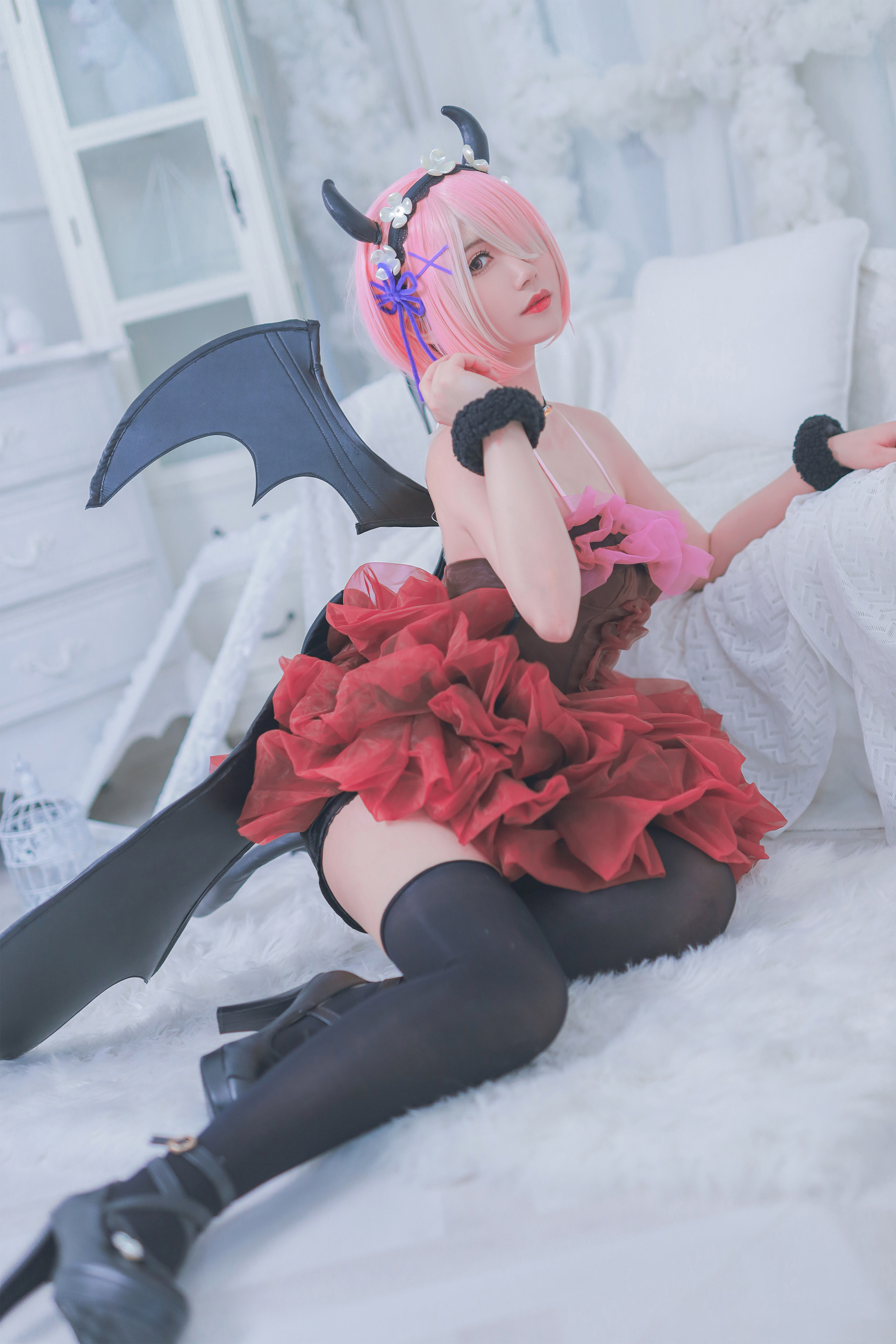 一只郁_可爱_凛枫葬静拉姆恶魔蕾姆天使CosPlay8