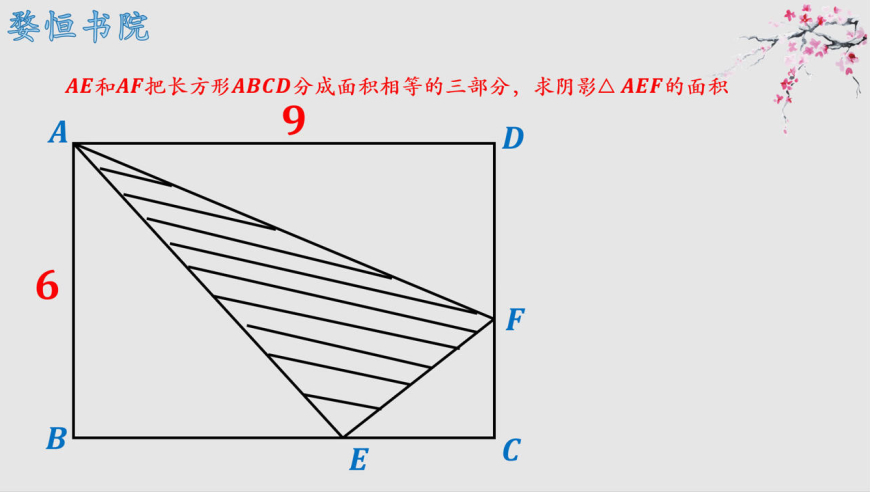小学奥数,ae与af把长方形面积三等分,求阴影△aef的面积
