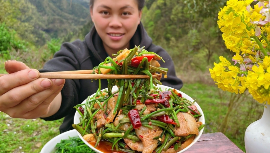 野芹菜炒肉图片图片