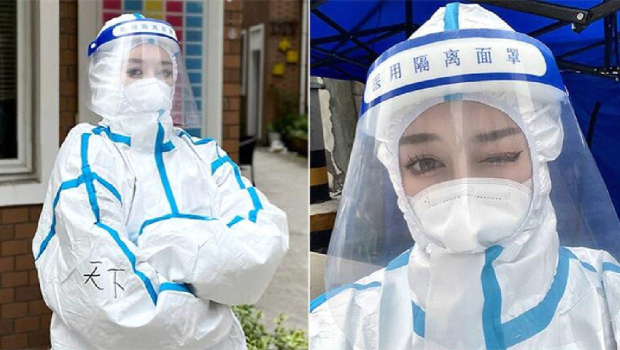 上海美女做志愿者第一天,穿防护服因浓妆艳抹引不满,网友:拍完照就