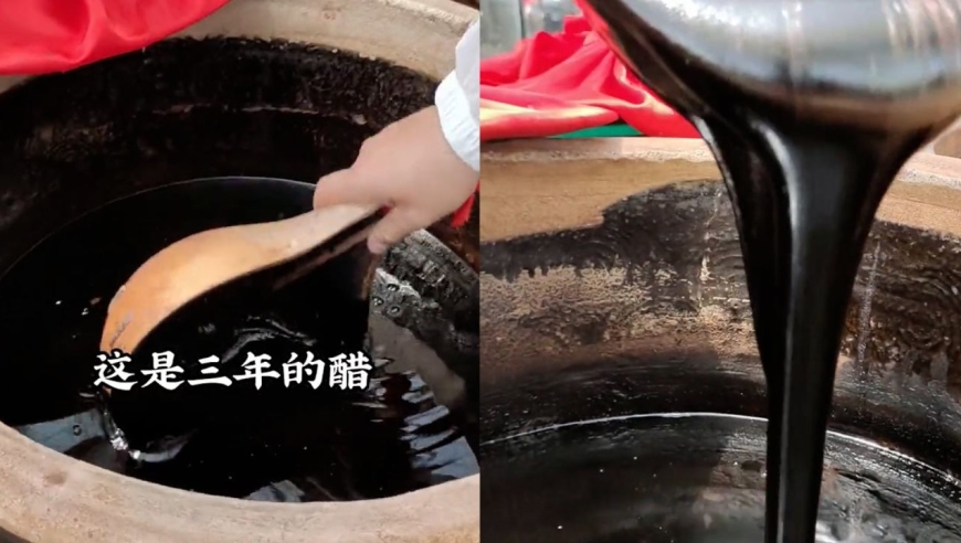 男子展示不同年份的陈醋,看到70年老陈醋时网友惊呆:这还能吃?