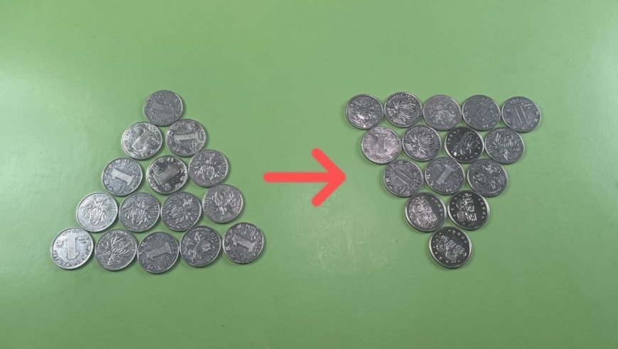 只移动3个硬币,如何才能让三角形颠倒过来?学会去逗朋友玩