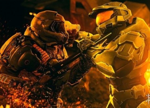 《战神4》mod士官长大战doomslayer
