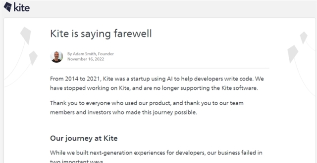 再见了！Python代码补全工具Kite宣布停止开发工作_腾讯新闻