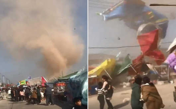 龙卷风突袭景区 多名孩童被卷上天后坠地(他)