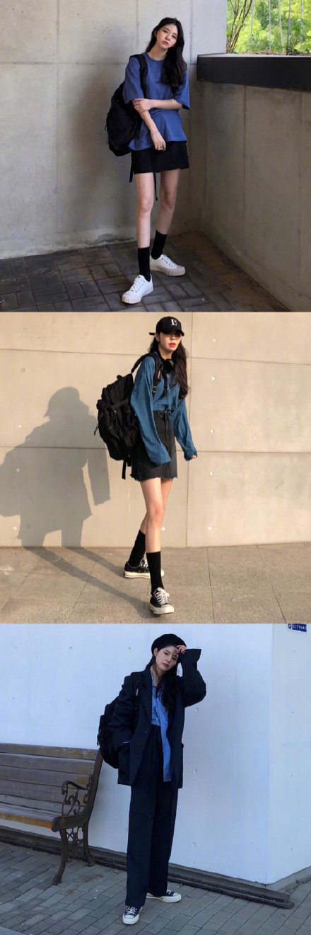 韩国女生酷帅的男友风穿搭,个性十足