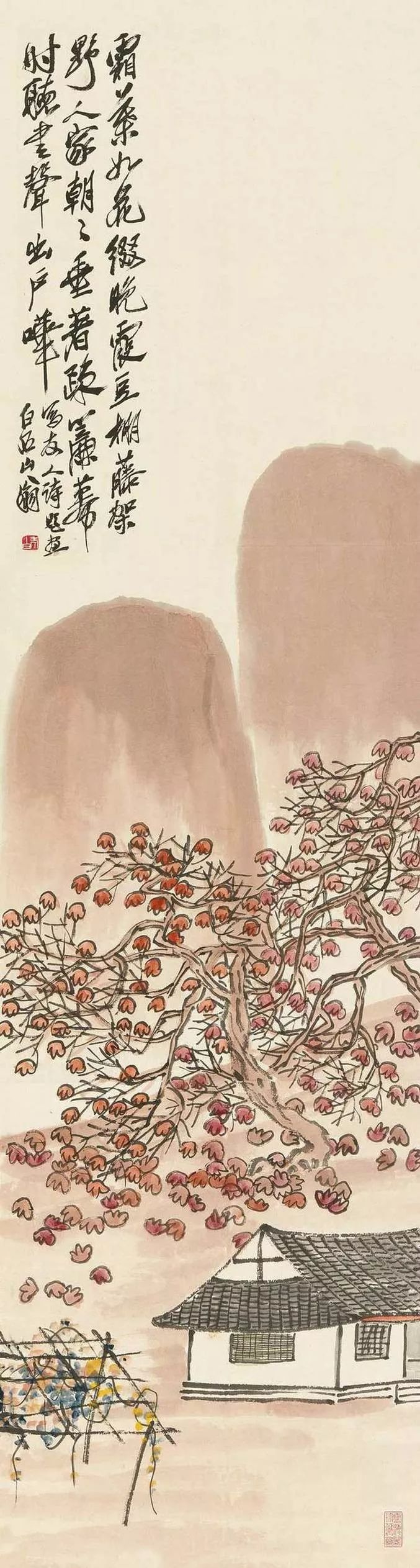 山居图|齐白石惜墨如金，山水画每根线条，都饱含家乡的泥土气息