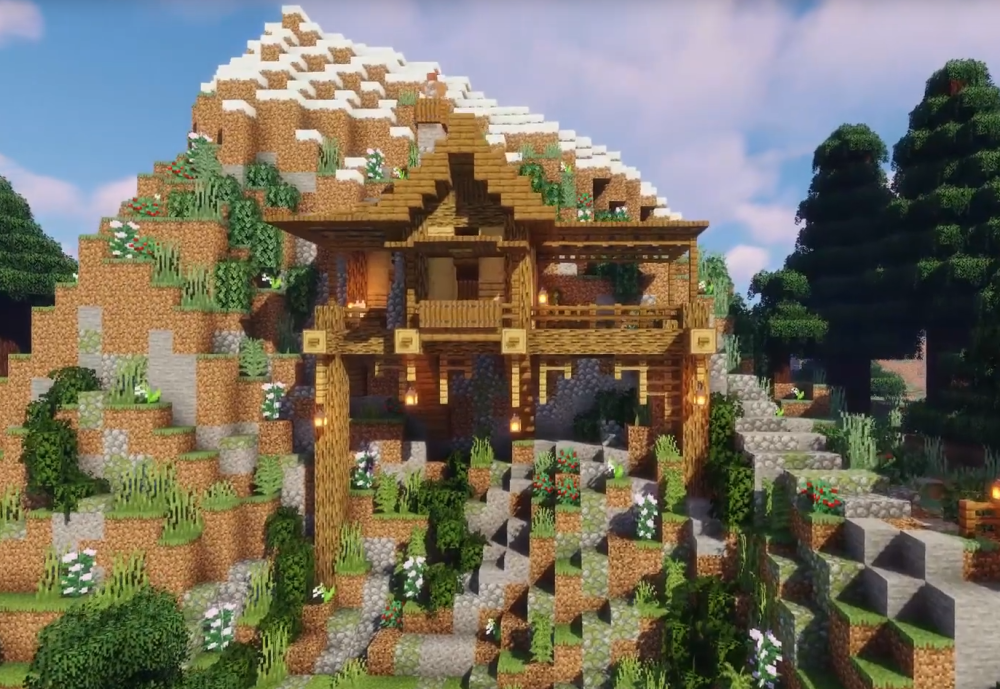 在我的世界中将房子建在山腰上会是什么样的效果