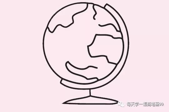 每天学一幅简笔画-地球仪简笔画画法步骤图片大全