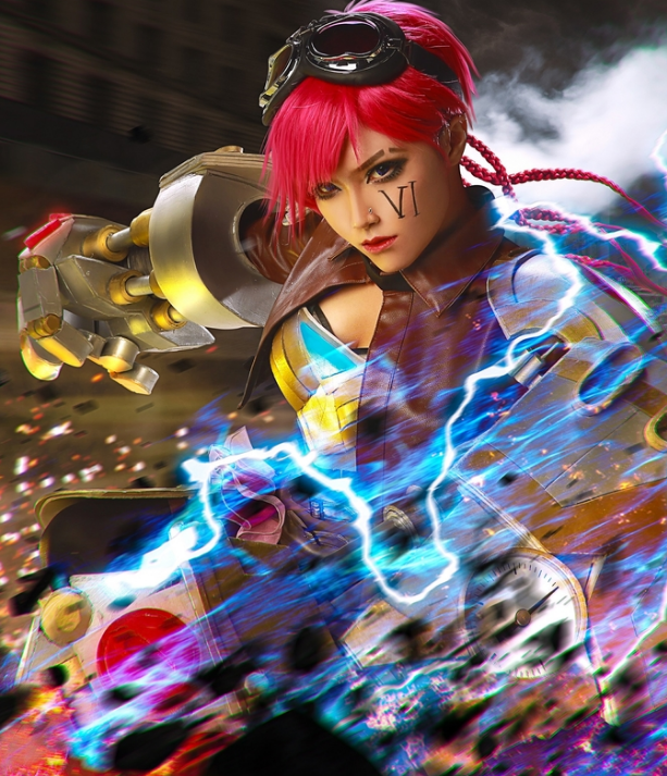 英雄联盟皮城执法官蔚cosplay英气十足的小姐姐