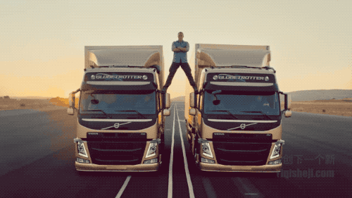 沃尔沃拍了个广告,简直就是特技电影!四辆卡车玩叠罗汉,惊呆全世界!