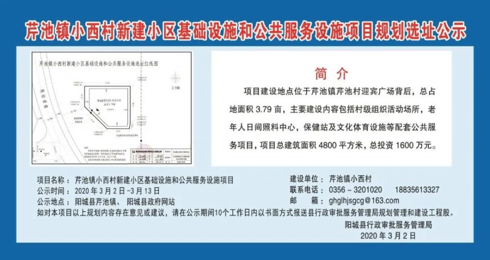 阳城芹池镇项目规划选址公示!