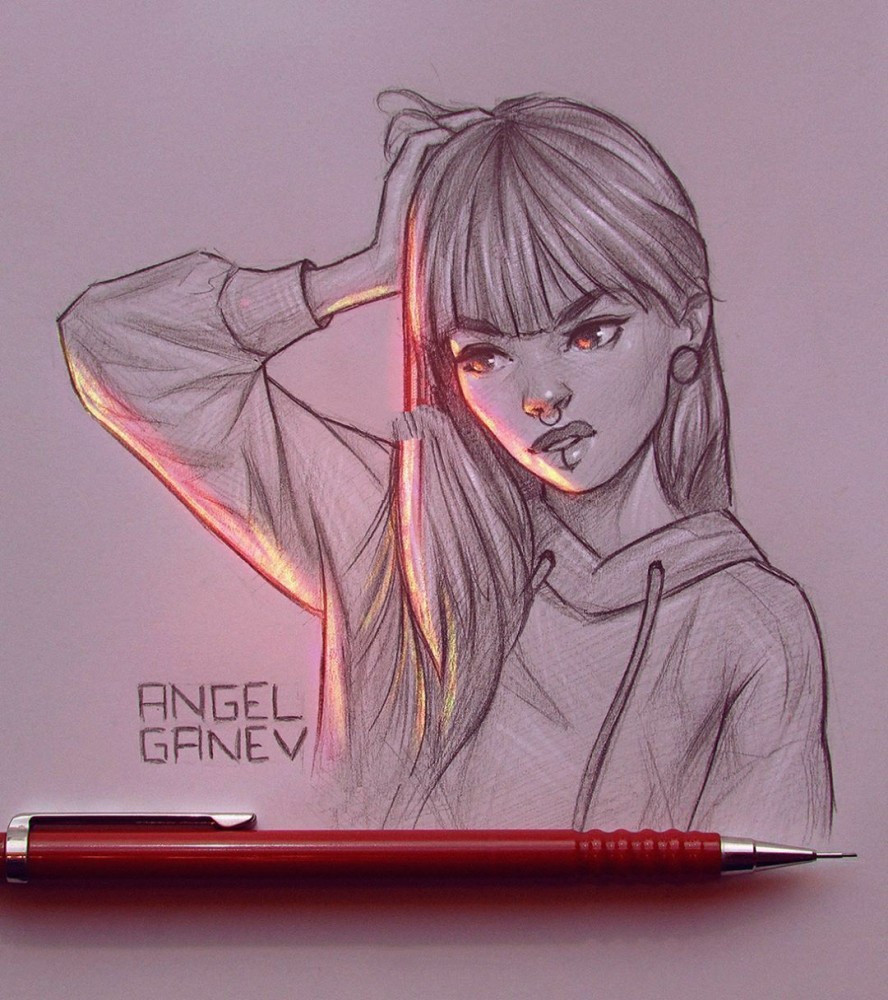 给素描加上一缕反光,画面立刻变得超有氛围