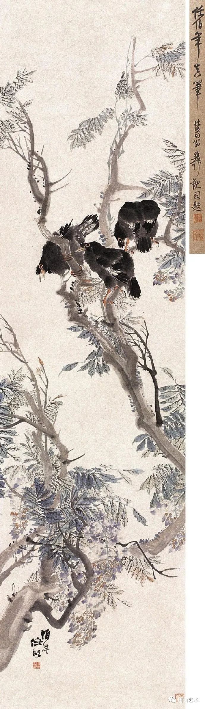 幽鸟鸣春任伯年花鸟作品欣赏