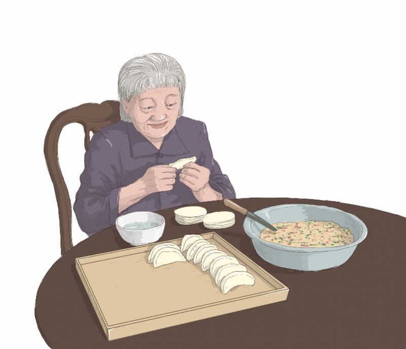 患老年痴呆症的八旬母亲,在撕布条和包饺子中找到了存在感